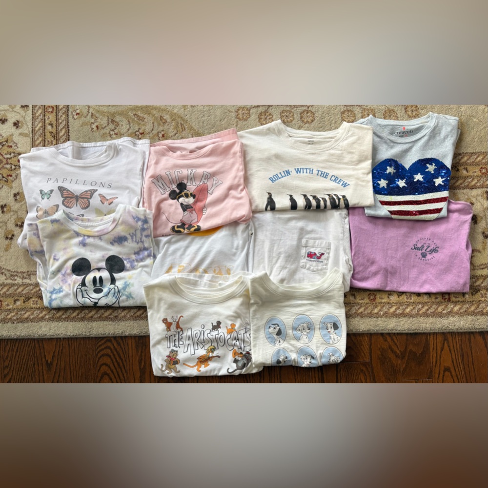 10 Kids t-shirts - Pink, Black, White, blue